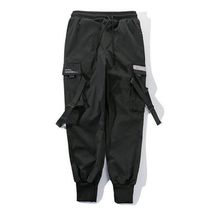 2019 Hip Hop Boy Multi-Bolsillo cintura elástica diseño Harem Pantalones Hombre Streetwear Punk Casual pantalones Jogger hombre baile pantalón negro