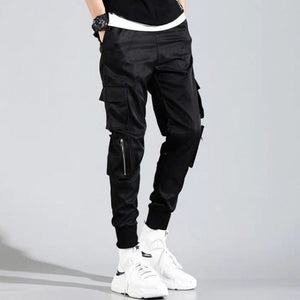 2019 Hip Hop Boy Multi-Bolsillo cintura elástica diseño Harem Pantalones Hombre Streetwear Punk Casual pantalones Jogger hombre baile pantalón negro