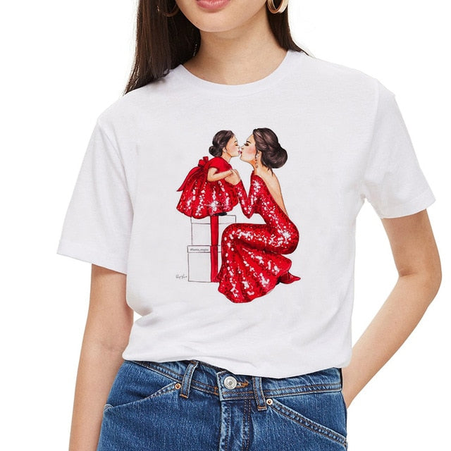 SexeMara Super maman T-shirt femmes mère amour imprimé blanc T-shirt Harajuku maman T-shirt Vogue hauts T-shirt Femme Vogue été