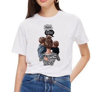 SexeMara Super maman T-shirt femmes mère amour imprimé blanc T-shirt Harajuku maman T-shirt Vogue hauts T-shirt Femme Vogue été