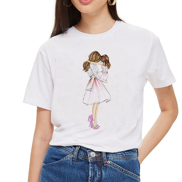 SexeMara Super maman T-shirt femmes mère amour imprimé blanc T-shirt Harajuku maman T-shirt Vogue hauts T-shirt Femme Vogue été