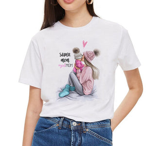 SexeMara Super maman T-shirt femmes mère amour imprimé blanc T-shirt Harajuku maman T-shirt Vogue hauts T-shirt Femme Vogue été