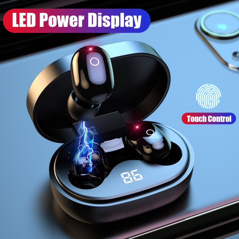 Wireless Bluetooth Headphone With Microphone LED Power Display TWS Bluetooth Earphone 9D Stereo Touch Control Headsets Headphone
