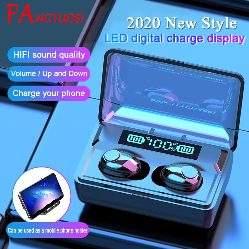 FANGTUOSI 2020 New stereo wireless bluetooth headset sport bluetooth earphone wireless headphones With 2200mAh charging stand