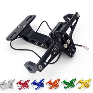 Universal LED Light License Plate Frame Motorcycle Plate License Bracket FOR pulsar ns200 tnt300 xt600 c650gt forza plate holder