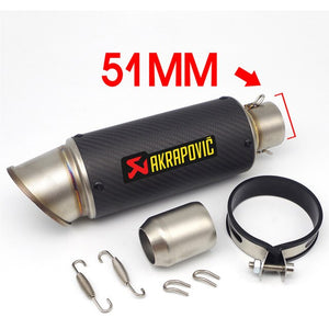 51mm/60mm Akrapovic motorcycle pipe exhaust with DB killer Carbon Fiber Exhaust Pipe FOR pulsar ns200 tnt300 xt600 c650gt forza