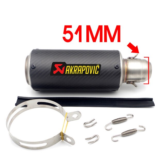 51mm/60mm Akrapovic motorcycle pipe exhaust with DB killer Carbon Fiber Exhaust Pipe FOR pulsar ns200 tnt300 xt600 c650gt forza