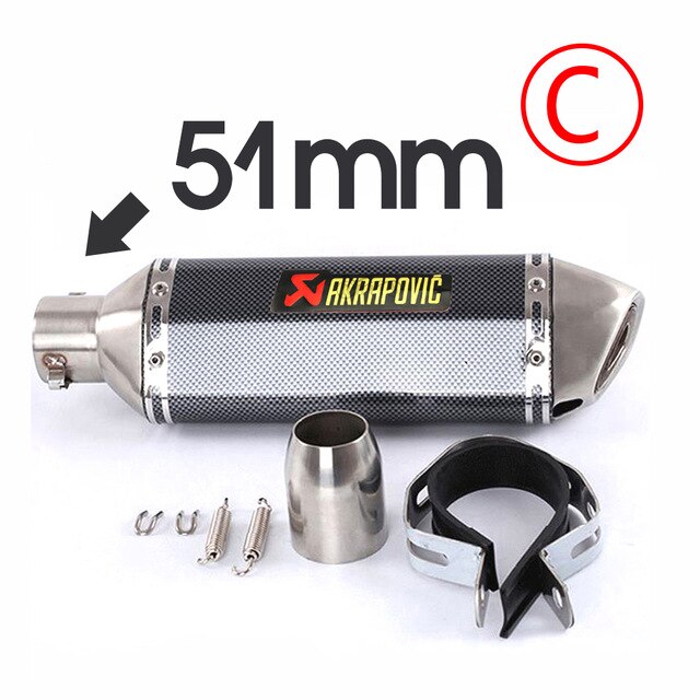 51mm/60mm Akrapovic motorcycle pipe exhaust with DB killer Carbon Fiber Exhaust Pipe FOR pulsar ns200 tnt300 xt600 c650gt forza