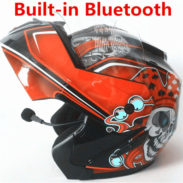 Bluetooth Flip Up Racing helmet Modular Dual lens Motorcycle Helmet full face Safe helmets Casco capacete casque moto S M L XL