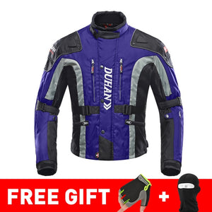 DUHAN Autumn Winter Cold-proof Motorcycle Jacket Moto+Protector Motorcycle Pants Moto Suit Touring Clothing Protective Gear Set