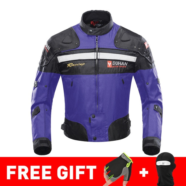 DUHAN Autumn Winter Cold-proof Motorcycle Jacket Moto+Protector Motorcycle Pants Moto Suit Touring Clothing Protective Gear Set