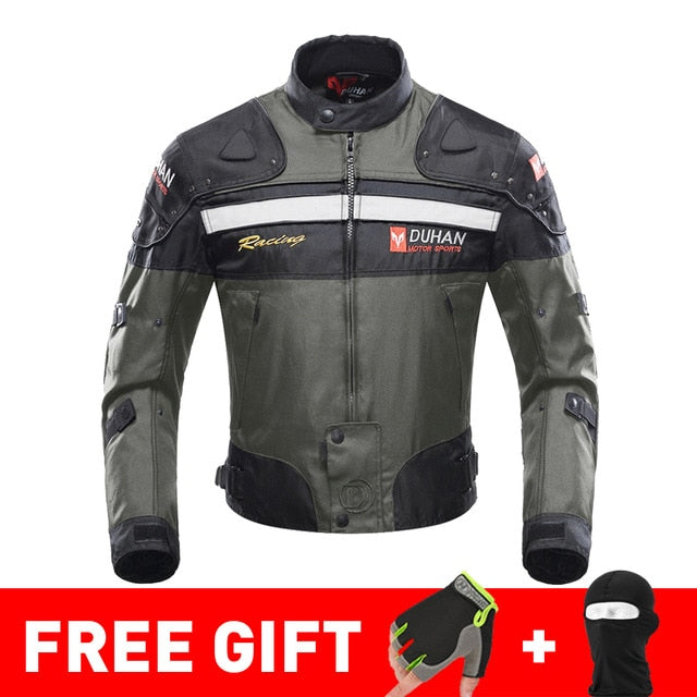 DUHAN Autumn Winter Cold-proof Motorcycle Jacket Moto+Protector Motorcycle Pants Moto Suit Touring Clothing Protective Gear Set