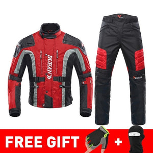 DUHAN Autumn Winter Cold-proof Motorcycle Jacket Moto+Protector Motorcycle Pants Moto Suit Touring Clothing Protective Gear Set