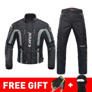 DUHAN Autumn Winter Cold-proof Motorcycle Jacket Moto+Protector Motorcycle Pants Moto Suit Touring Clothing Protective Gear Set