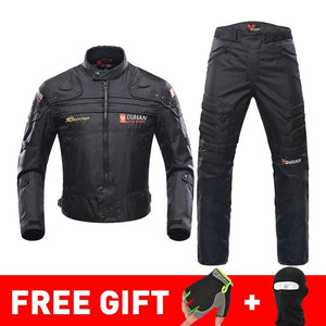 DUHAN Autumn Winter Cold-proof Motorcycle Jacket Moto+Protector Motorcycle Pants Moto Suit Touring Clothing Protective Gear Set