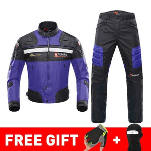 DUHAN Autumn Winter Cold-proof Motorcycle Jacket Moto+Protector Motorcycle Pants Moto Suit Touring Clothing Protective Gear Set