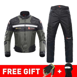 DUHAN Autumn Winter Cold-proof Motorcycle Jacket Moto+Protector Motorcycle Pants Moto Suit Touring Clothing Protective Gear Set