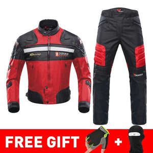DUHAN Autumn Winter Cold-proof Motorcycle Jacket Moto+Protector Motorcycle Pants Moto Suit Touring Clothing Protective Gear Set