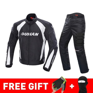 DUHAN Autumn Winter Cold-proof Motorcycle Jacket Moto+Protector Motorcycle Pants Moto Suit Touring Clothing Protective Gear Set