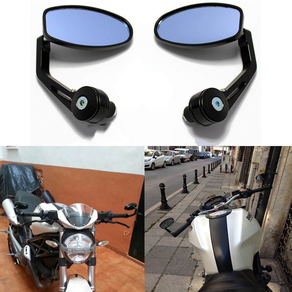 evomosa Black 7/8" Handlebar End Mirrors Oval Custom Classic Side Mirrors Chopper Bobber Cafe Racer ATV Quad Rearview Mirrors