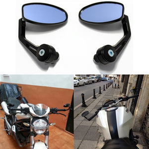 evomosa Black 7/8" Handlebar End Mirrors Oval Custom Classic Side Mirrors Chopper Bobber Cafe Racer ATV Quad Rearview Mirrors